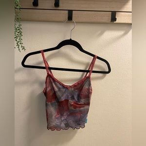 NWT- Sheer Patterned Crop Top
